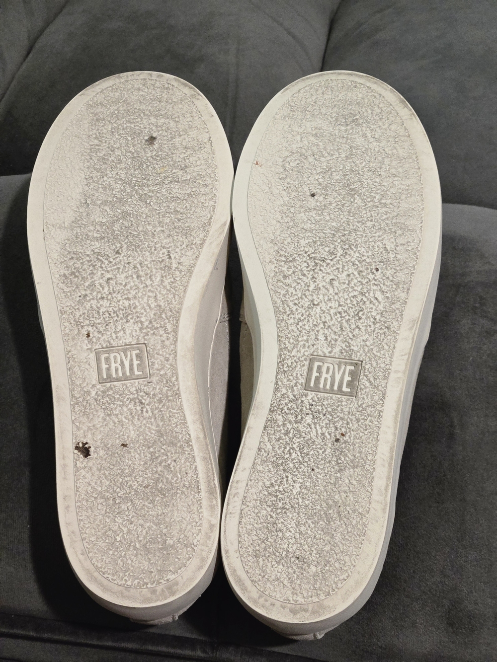 Frye Taupe Suede Slip-On Sneakers with White Floral Cut-out 7.5 - Picture 8 of 9
